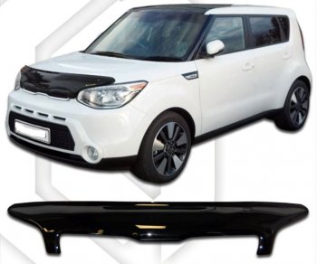 2 079 р. Дефлектор капота CA-Plastic  KIA Soul  PS (2014-2016) дорестайлинг (Classic черный, Без надписи)  с доставкой в г. Санкт‑Петербург. Увеличить фотографию 1