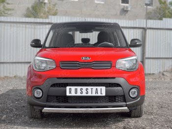 10 349 р. Защита переднего бампера (Ø75х42 мм, нержавейка) Russtal KIA Soul PS дорестайлинг (2014-2016)  с доставкой в г. Санкт‑Петербург. Увеличить фотографию 2