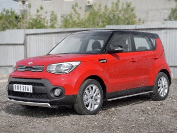 10 349 р. Защита переднего бампера (Ø75х42 мм, нержавейка) Russtal KIA Soul PS дорестайлинг (2014-2016)  с доставкой в г. Санкт‑Петербург. Увеличить фотографию 3