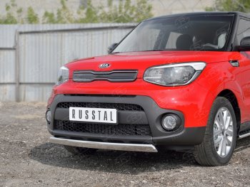 10 349 р. Защита переднего бампера (Ø75х42 мм, нержавейка) Russtal KIA Soul PS дорестайлинг (2014-2016)  с доставкой в г. Санкт‑Петербург. Увеличить фотографию 4