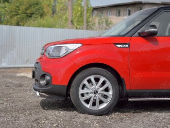 10 349 р. Защита переднего бампера (Ø75х42 мм, нержавейка) Russtal KIA Soul PS дорестайлинг (2014-2016)  с доставкой в г. Санкт‑Петербург. Увеличить фотографию 1