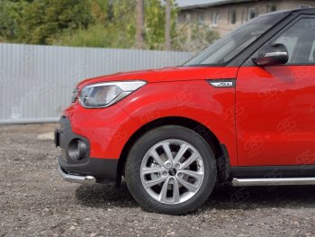 Одинарная защита переднего бампера диаметром 63 мм Russtal KIA Soul 2 PS дорестайлинг (2014-2016)