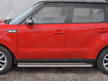 26 699 р. Широкая защита порогов с трубой диаметром 42 мм Russtal v3 KIA Soul PS дорестайлинг (2014-2016)  с доставкой в г. Санкт‑Петербург. Увеличить фотографию 2