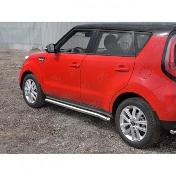 16 799 р. Защита порогов из круглой трубы диаметром 63 мм Russtal v3 KIA Soul PS дорестайлинг (2014-2016)  с доставкой в г. Санкт‑Петербург. Увеличить фотографию 1