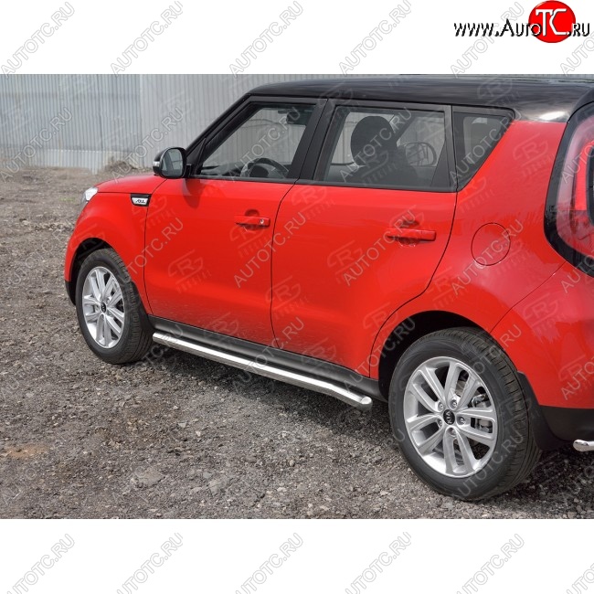 16 799 р. Защита порогов из круглой трубы диаметром 63 мм Russtal v3 KIA Soul PS дорестайлинг (2014-2016)  с доставкой в г. Санкт‑Петербург