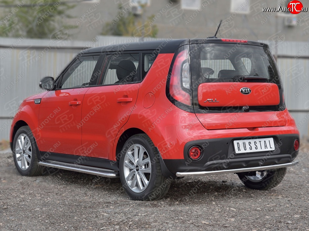 15 999 р. Одинарная защита заднего бампера диаметром 42 SLITKOFF KIA Soul PS дорестайлинг (2014-2016)  с доставкой в г. Санкт‑Петербург