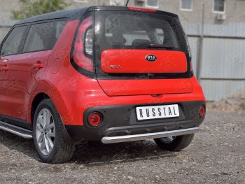 Одинарная защита заднего бампера из трубы диаметром 63 мм Russtal KIA Soul 2 PS дорестайлинг (2014-2016)