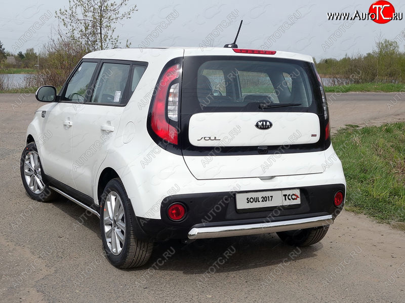 14 649 р. Защита заднего бампера (овальная) ТСС (нержавейка d75х42 мм)  KIA Soul  2 PS (2017-2019) рестайлинг  с доставкой в г. Санкт‑Петербург