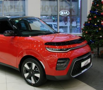 2 879 р. Дефлектор капота SIM  KIA Soul  SK3 (2018-2022)  с доставкой в г. Санкт‑Петербург. Увеличить фотографию 1