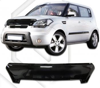 1 799 р. Дефлектор капота CA-Plastic  KIA Soul  1 AM (2008-2011) (Classic черный, Без надписи)  с доставкой в г. Санкт‑Петербург. Увеличить фотографию 1