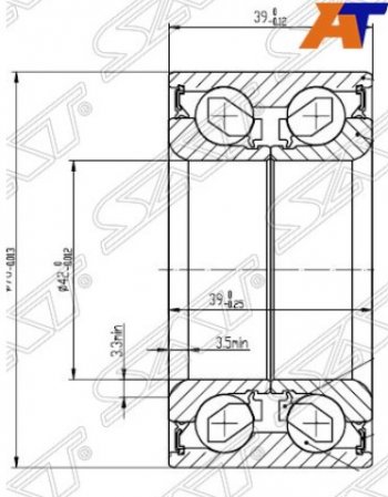 1 399 р. Подшипник передней ступицы SAT (4WD, 42-76-39)  Hyundai IX35 (1 LM,  2 NU), KIA Sportage (1 JA,  2 JE,KM,  3 SL,  4 QL,  5 NQ5)  с доставкой в г. Санкт‑Петербург. Увеличить фотографию 1