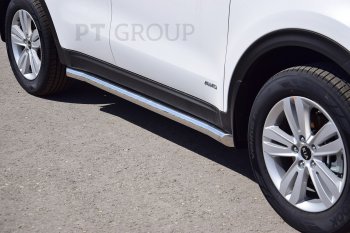 Защита порогов вогнутая из трубы Ø63 Petroil Tuning KIA Sportage 4 QL рестайлинг (2018-2022)  (Нержавеющая полированная сталь)