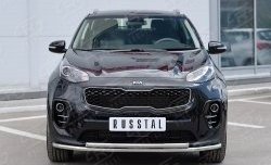 Защита переднего бампера (2 трубыØ42 мм, нержавейка) Russtal KIA Sportage 4 QL дорестайлинг (2016-2018)