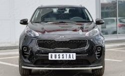 12 499 р. Защита переднего бампера (Ø42 мм, нержавейка) Russtal KIA Sportage 4 QL дорестайлинг (2016-2018)  с доставкой в г. Санкт‑Петербург. Увеличить фотографию 1