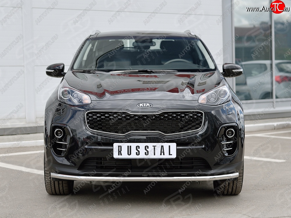 12 499 р. Защита переднего бампера (Ø42 мм, нержавейка) Russtal KIA Sportage 4 QL дорестайлинг (2016-2018)  с доставкой в г. Санкт‑Петербург