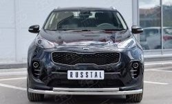 Защита переднего бампера (2 трубыØ63 и 42 мм, нержавейка) Russtal KIA Sportage 4 QL дорестайлинг (2016-2018)