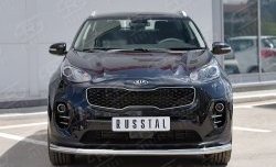 Защита переднего бампера (Ø63 мм, нержавейка) Russtal KIA Sportage 4 QL дорестайлинг (2016-2018)