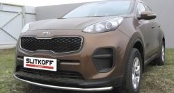 Одинарная защита переднего бампера диаметром 42 мм Slitkoff KIA Sportage 4 QL дорестайлинг (2016-2018)