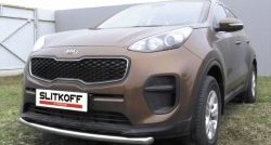 Одинарная защита переднего бампера диаметром 57 мм Slitkoff KIA (КИА) Sportage (Спортаж)  4 QL (2016-2018) 4 QL дорестайлинг