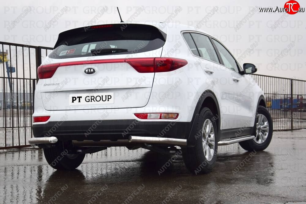 16 949 р. Защита заднего бампера Petroil Tuning (уголки, d63)  KIA Sportage  4 QL (2016-2018) дорестайлинг (Нержавеющая полированная сталь)  с доставкой в г. Санкт‑Петербург