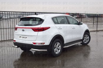 16 949 р. Защита заднего бампера Petroil Tuning (уголки, d63)  KIA Sportage  4 QL (2016-2018) дорестайлинг (Нержавеющая полированная сталь)  с доставкой в г. Санкт‑Петербург. Увеличить фотографию 2