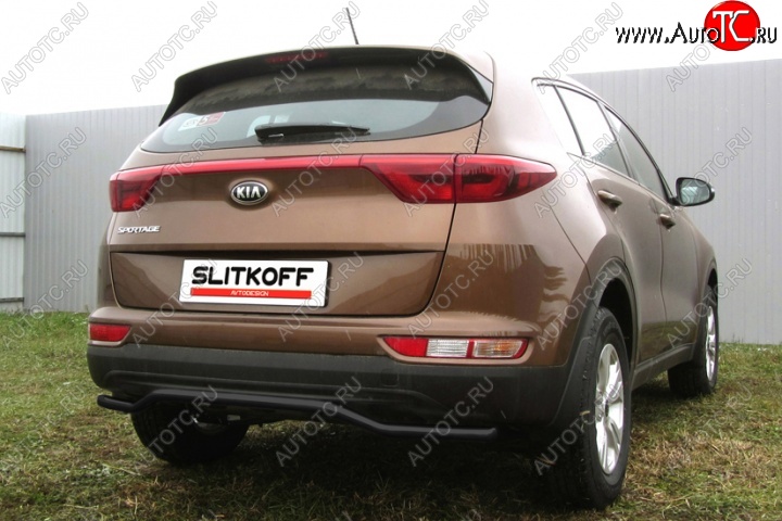 6 949 р. Защита заднего бампера из трубы d42 Slitkoff (волна)  KIA Sportage  4 QL (2016-2018) дорестайлинг (Цвет: серебристый)  с доставкой в г. Санкт‑Петербург