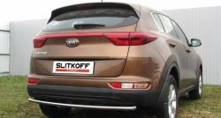 9 499 р. Защита заднего бампера из трубы диаметром 42 мм Slitkoff  KIA Sportage  4 QL (2016-2018) дорестайлинг (Нержавейка, Полированная)  с доставкой в г. Санкт‑Петербург. Увеличить фотографию 1