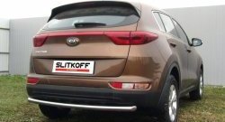 9 999 р. Защита заднего бампера из трубы диаметром 57 мм Slitkoff  KIA Sportage  4 QL (2016-2018) дорестайлинг (Нержавейка, Полированная)  с доставкой в г. Санкт‑Петербург. Увеличить фотографию 2