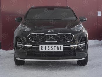 12 999 р. Защита переднего бампера (Ø42 мм, нержавейка) Russtal KIA Sportage 4 QL рестайлинг (2018-2022)  с доставкой в г. Санкт‑Петербург. Увеличить фотографию 1