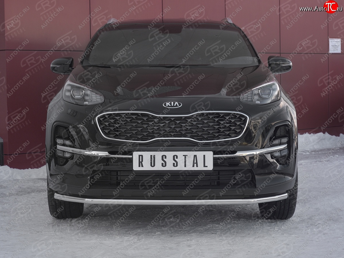 12 999 р. Защита переднего бампера (Ø42 мм, нержавейка) Russtal KIA Sportage 4 QL рестайлинг (2018-2022)  с доставкой в г. Санкт‑Петербург