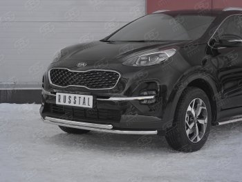 14 999 р. Защита переднего бампера (2 трубы Ø42 мм, нержавейка) Russtal KIA Sportage 4 QL рестайлинг (2018-2022)  с доставкой в г. Санкт‑Петербург. Увеличить фотографию 2