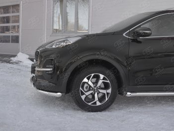 22 949 р. Защита переднего бампера (2 трубы Ø63 и 75х42 мм, нержавейка) Russtal KIA Sportage 4 QL рестайлинг (2018-2022)  с доставкой в г. Санкт‑Петербург. Увеличить фотографию 2