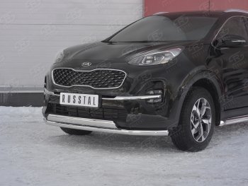 22 949 р. Защита переднего бампера (2 трубы Ø63 и 75х42 мм, нержавейка) Russtal KIA Sportage 4 QL рестайлинг (2018-2022)  с доставкой в г. Санкт‑Петербург. Увеличить фотографию 3