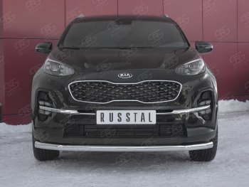 Защита переднего бампера (Ø 63 мм, нержавейка) Russtal KIA Sportage 4 QL рестайлинг (2018-2022)