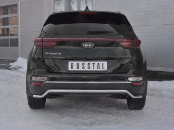 Защита заднего бампера (Ø42 мм волна, нержавейка) Russtal KIA Sportage 4 QL рестайлинг (2018-2022)