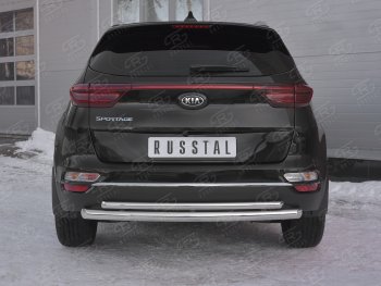 15 649 р. Защита заднего бампера (Ø63 и 42 мм, нержавейка) Russtal KIA Sportage 4 QL рестайлинг (2018-2022)  с доставкой в г. Санкт‑Петербург. Увеличить фотографию 1