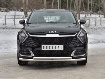 Защита переднего бампера (кроме STYLE и X-LINE, две трубы, d63+42мм.) Russtal KIA Sportage 5 NQ5 (2021-2024)