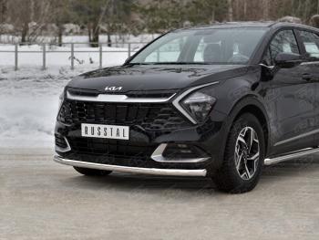 14 599 р. Защита переднего бампера (кроме STYLE и X-LINE, труба, d63мм.) Russtal KIA Sportage 5 NQ5 (2021-2024)  с доставкой в г. Санкт‑Петербург. Увеличить фотографию 2