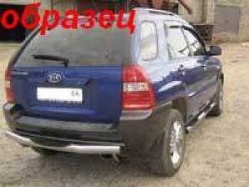 5 499 р. Защита заднего бампера из трубы d76 на Slitkoff Slitkoff (с проступью)  KIA Sportage  2 JE,KM (2008-2010)  рестайлинг (Цвет: серебристый)  с доставкой в г. Санкт‑Петербург. Увеличить фотографию 1