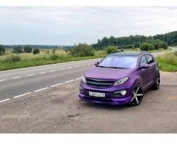 7 799 р. Накладка на передний бампер JSW Style  KIA Sportage  3 SL (2010-2014) (Неокрашенная)  с доставкой в г. Санкт‑Петербург. Увеличить фотографию 7