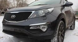 Нижняя сетка на бампер (рестайлинг) Russtal (черная) KIA (КИА) Sportage (Спортаж)  3 SL (2010-2014) 3 SL дорестайлинг