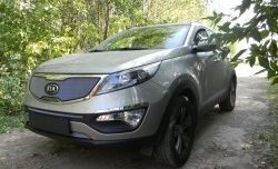 1 539 р. Сетка в решетку радиатора Russtal  KIA Sportage  3 SL (2010-2014) дорестайлинг (хром)  с доставкой в г. Санкт‑Петербург. Увеличить фотографию 2