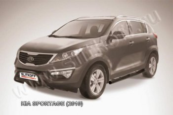 18 599 р. Кенгурятник d57 Slitkoff (низкий)  KIA Sportage  3 SL (2010-2014) (Цвет: серебристый)  с доставкой в г. Санкт‑Петербург. Увеличить фотографию 1