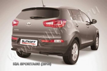 5 999 р. Защита заднего бампера из уголков d57 Slitkoff  KIA Sportage  3 SL (2010-2016) дорестайлинг, рестайлинг (Цвет: серебристый)  с доставкой в г. Санкт‑Петербург. Увеличить фотографию 1