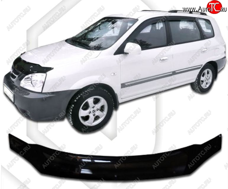 1 999 р. Дефлектор капота CA-Plastic KIA X-Trek (2003-2005) (Classic черный, Без надписи)  с доставкой в г. Санкт‑Петербург