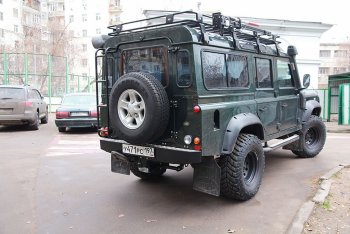 22 649 р. Бампер задний силовой РИФ Land Rover Defender 90 1 L316 рестайлинг 3дв. (2007-2016)  с доставкой в г. Санкт‑Петербург. Увеличить фотографию 2