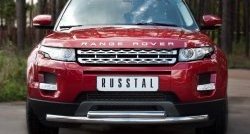 Двойная защита переднего бампера из труб диаметром 63 и 42 мм (Prestige u Pure) SLITKOFF Land Rover (Ленд) Range Rover Evoque (ранж)  1 L538 (2011-2015) 1 L538 дорестайлинг 3 дв., дорестайлинг 5 дв.