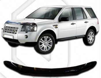 2 699 р. Дефлектор капота CA-Plastic  Land Rover Freelander  L359 (2006-2012) (Classic черный, Без надписи)  с доставкой в г. Санкт‑Петербург. Увеличить фотографию 1