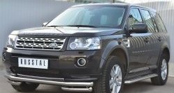 21 349 р. Защита переднего бампера (Ø63 мм с углами, нержавейка) SLITKOFF Land Rover Freelander L359 дорестайлинг (2006-2010)  с доставкой в г. Санкт‑Петербург. Увеличить фотографию 4