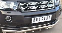 Защита переднего бампера (Ø63 мм с зубами, нержавейка) SLITKOFF Land Rover Freelander L359 1-ый рестайлинг (2010-2012)